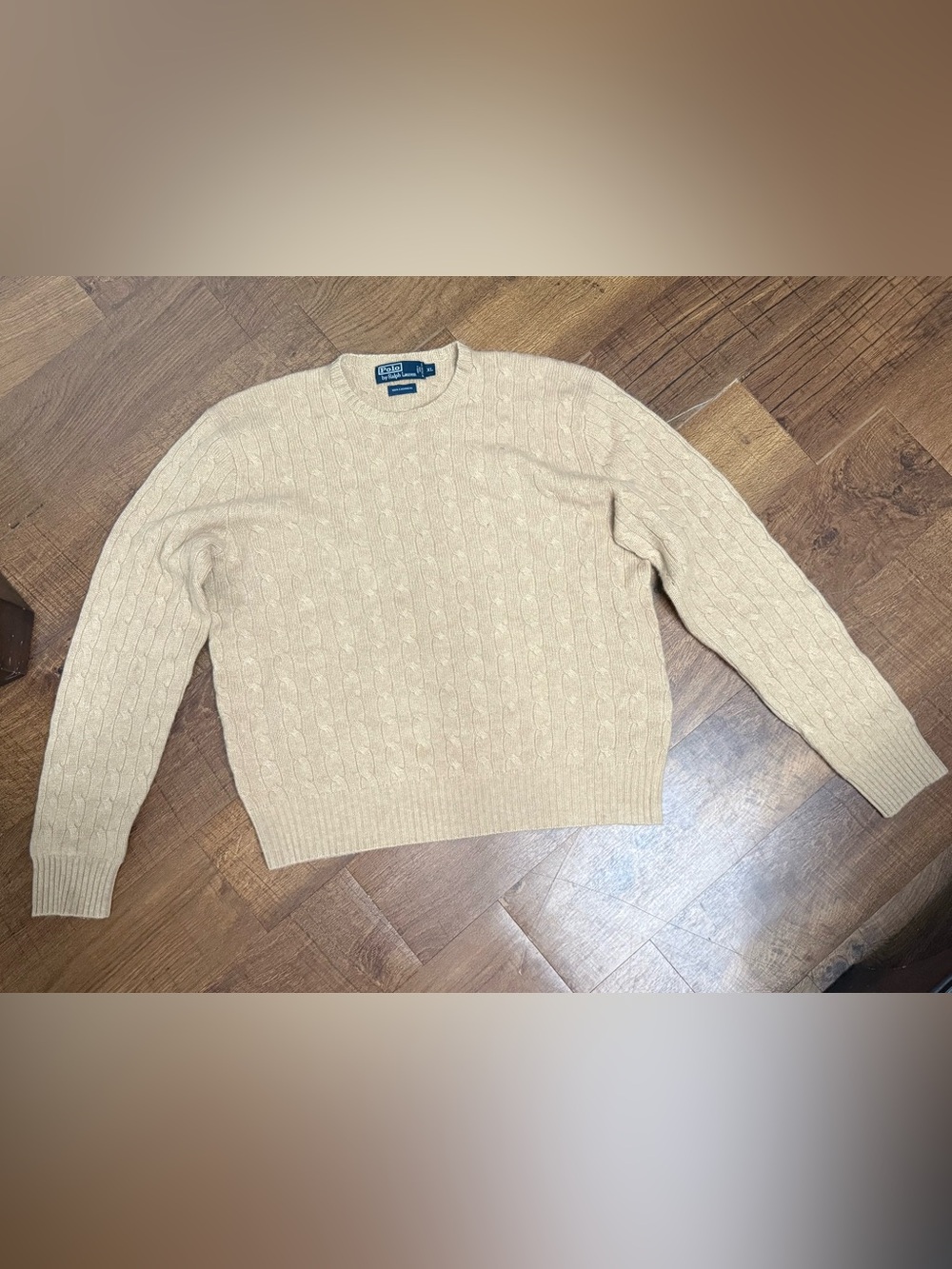 Ralph Lauren Men’s Cream Cable Cashmere Crewneck Sweater